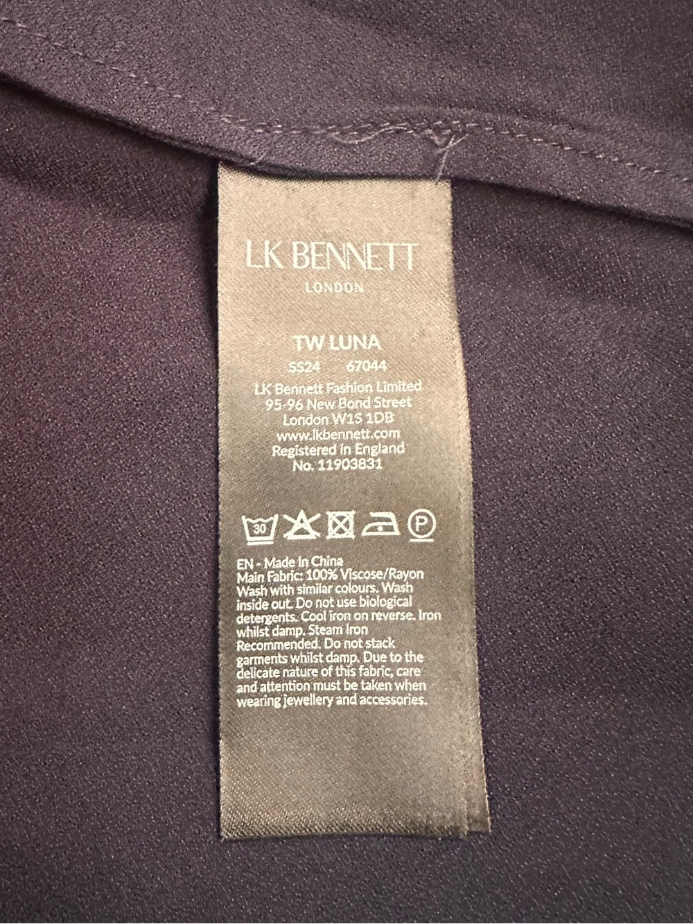 L.K. BENNETT Navy Blue Button Up Collared Shirt - Picture 10 of 10